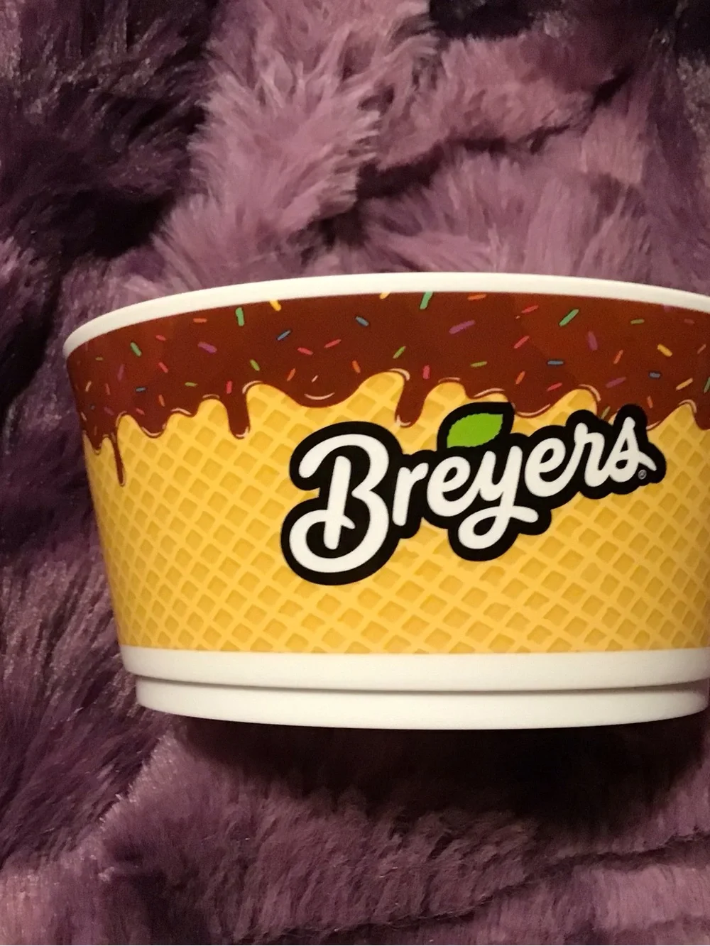 Breyers Ice Cream Bowl & Spoon Set - Yellow/Brown with Pink Spoon